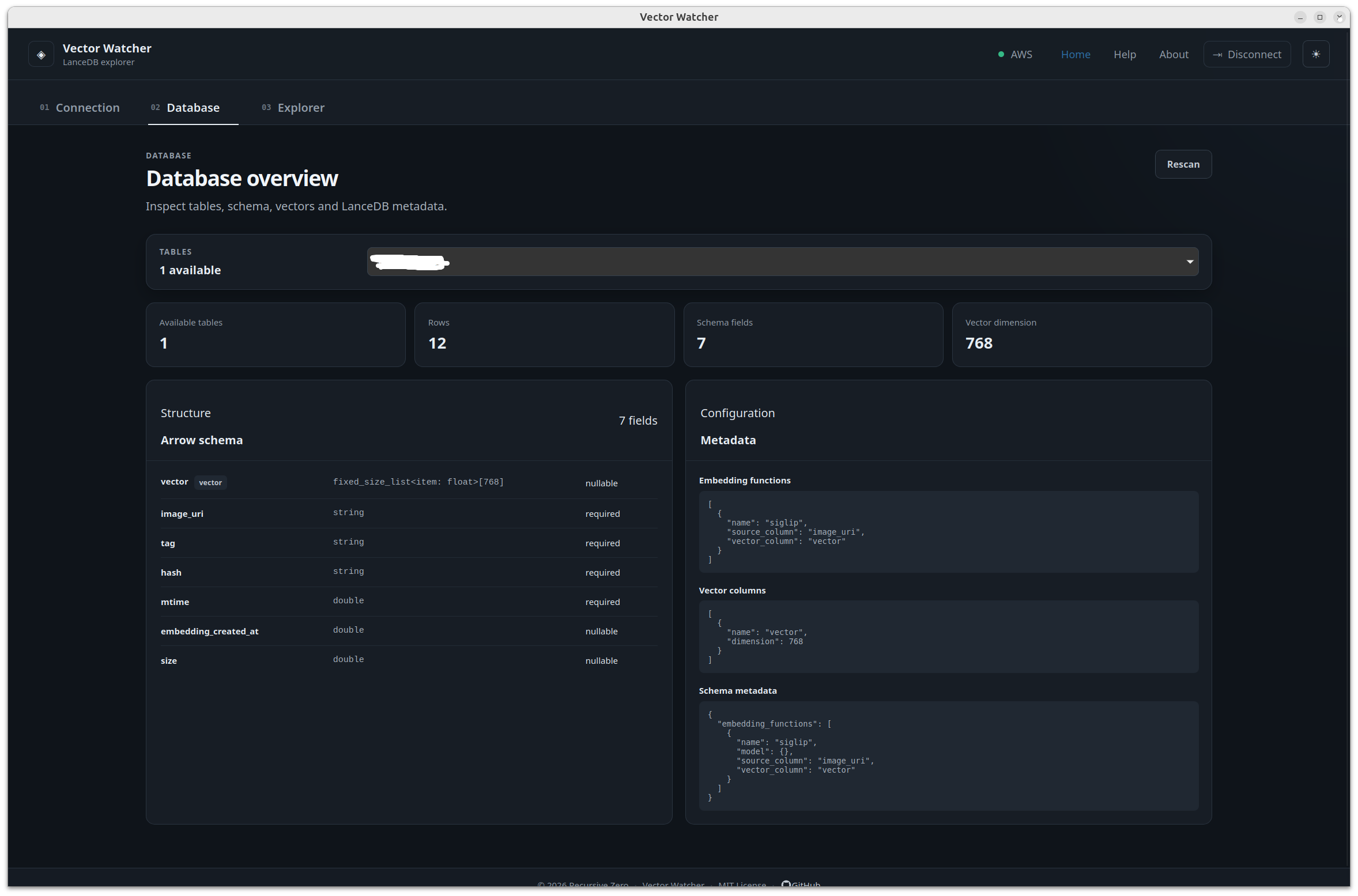 Database Screen